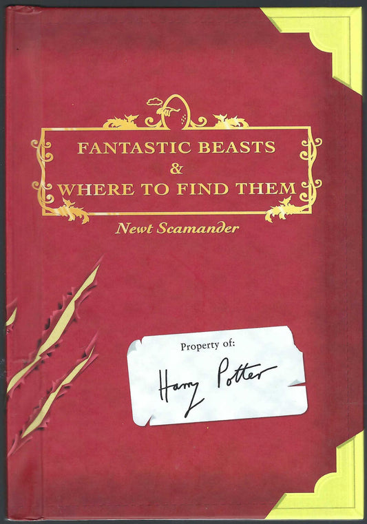 Front cover of Fantastic Beasts & Where to Find Them with a 'Property of Harry Potter' label.