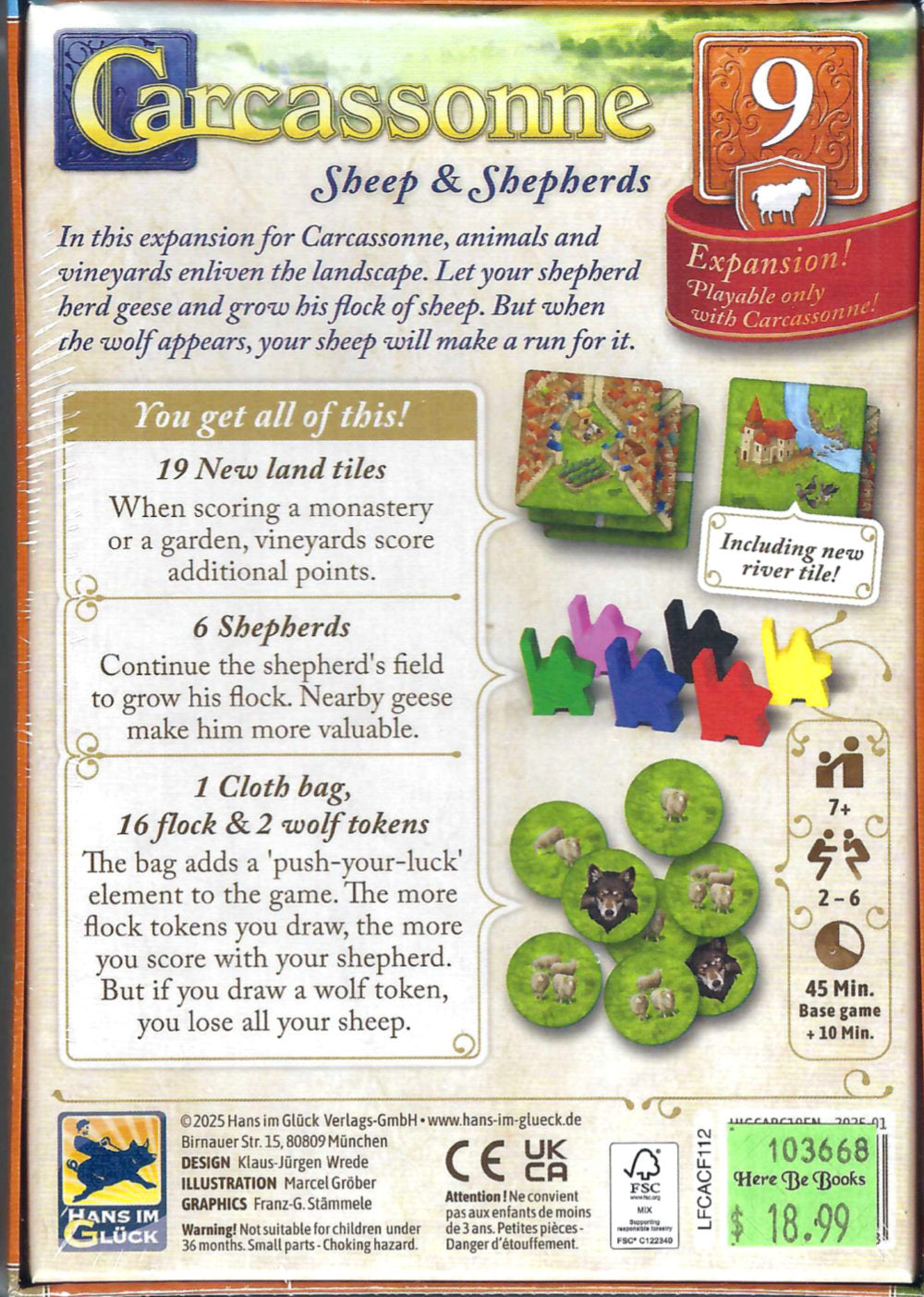 Carcassonne: Sheep & Shepherds (Expansion 9) back of box
