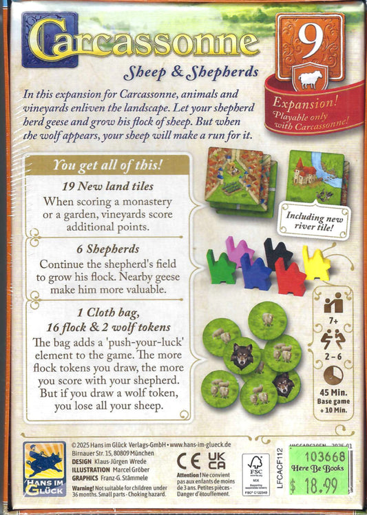 Carcassonne: Sheep & Shepherds (Expansion 9) back of box