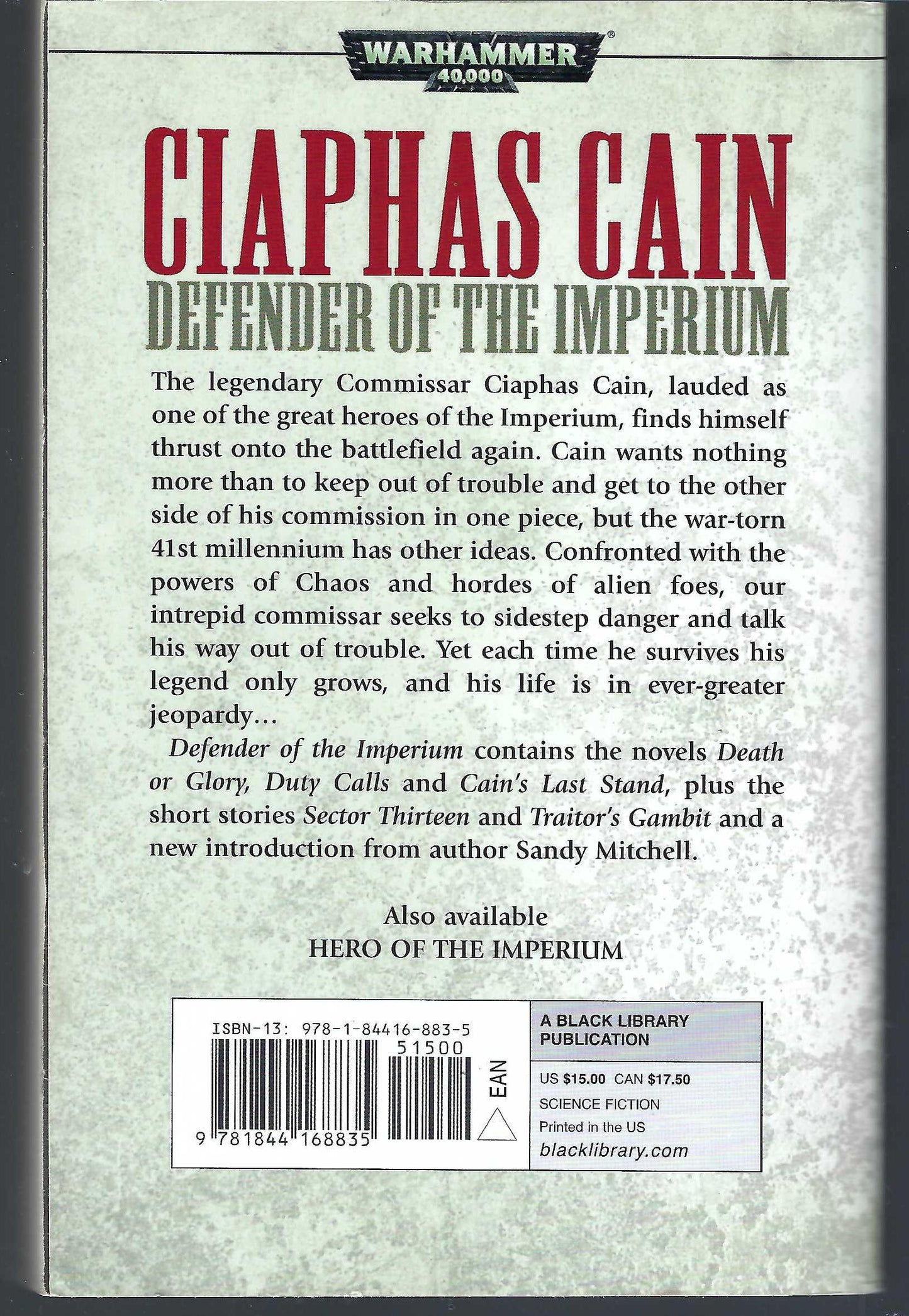 Ciaphas Cain Defender of the Imperium back cover