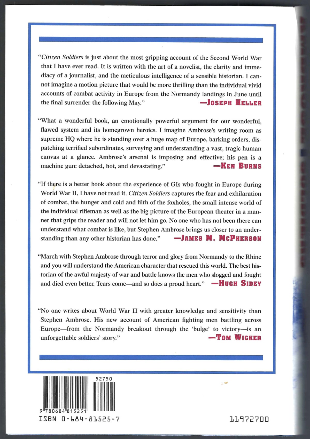 Citizen Soldiers by Stephen Ambrose back cover