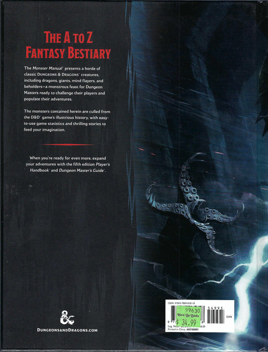 Dungeons & Dragons 5.0 Monster Manual back cover