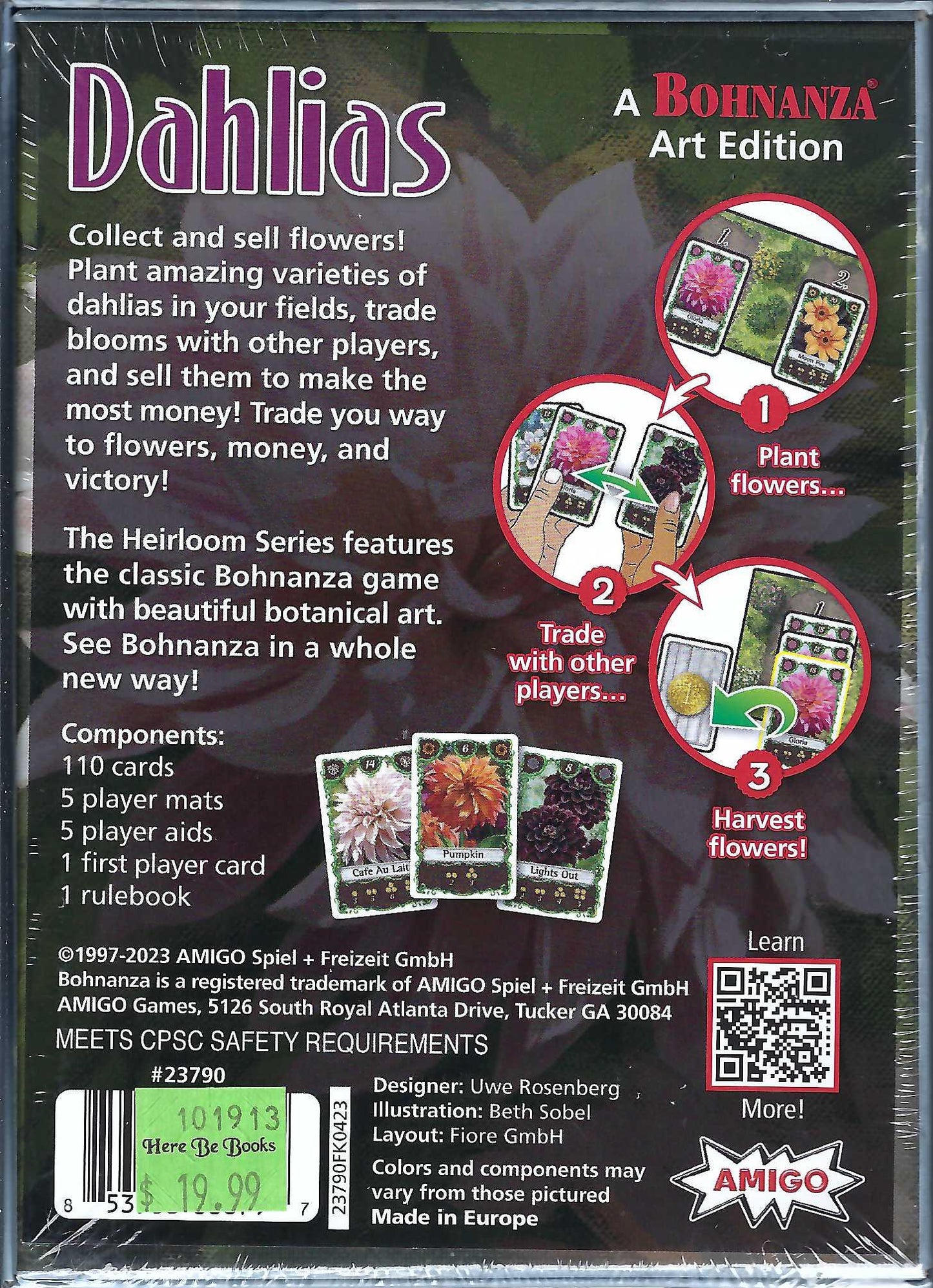 Bohnanza Dahlias back of box