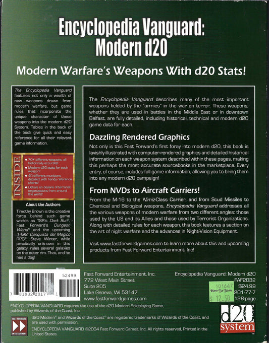 Encyclopedia Vanguard (d20 Modern) back cover