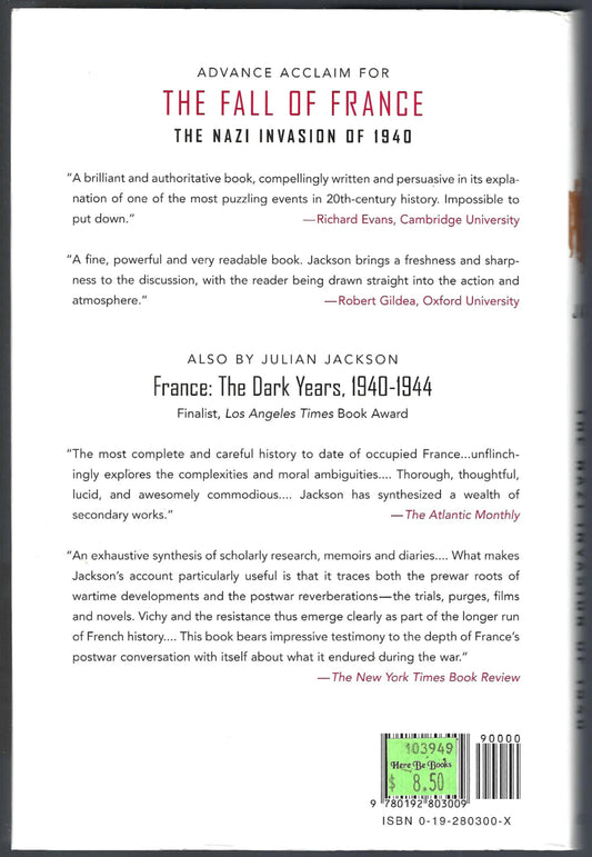 The Fall of France The Nazi Invasion of 1940 by Julian Jackson back cover