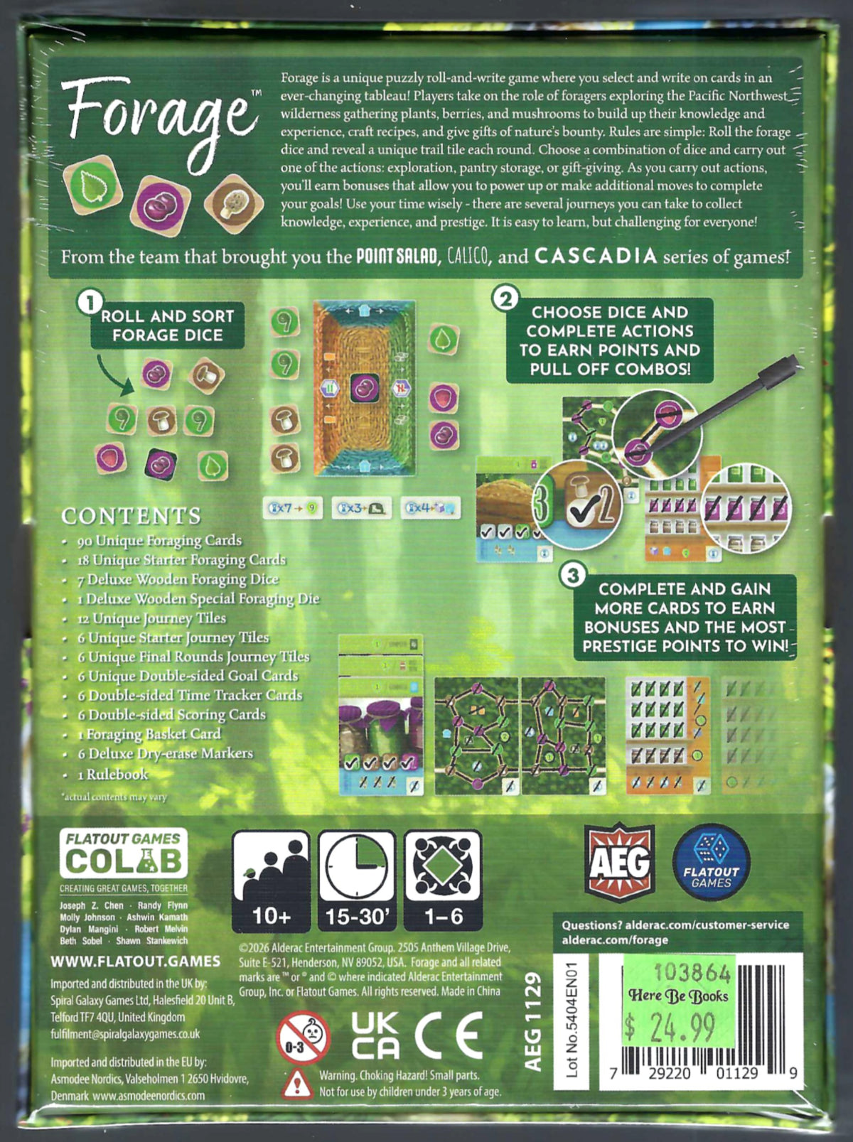 Forage back of box with text and examples of play.