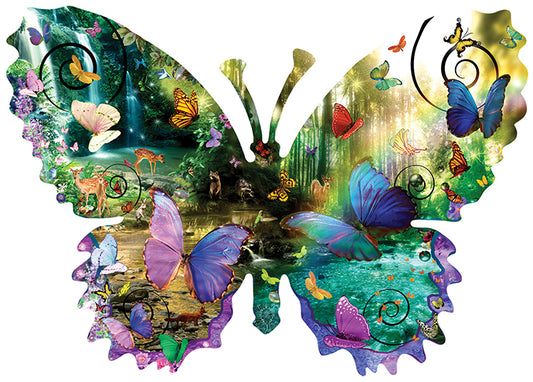 Forest Butterfly 1000 Piece Shaped Jigsaw Puzzle
