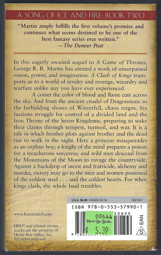 Clash of Kings by George R. R. Martin back cover