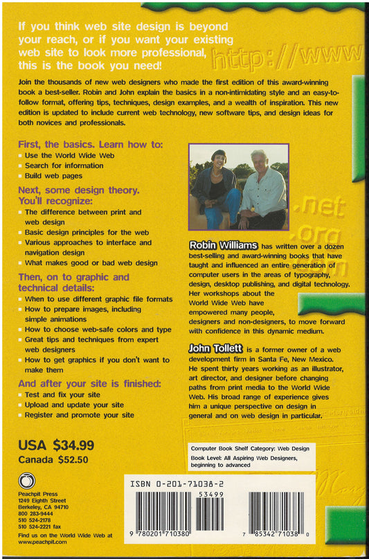 The Non-Designer's Web Book 2nd Edition by Robin Williams and John Tollett back cover