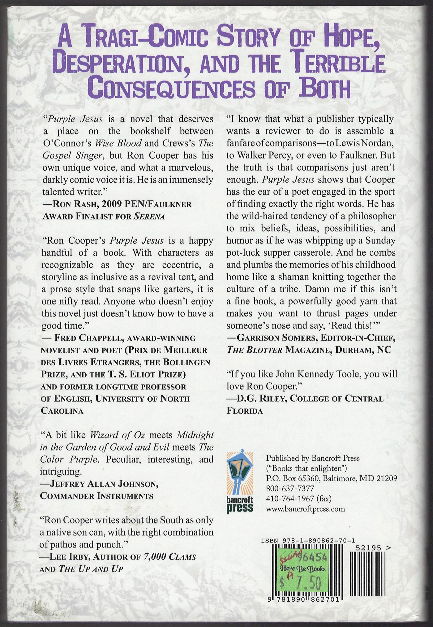 Purple Jesus by Ron Cooper back cover