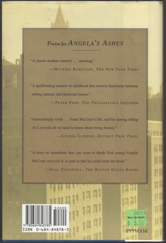 'Tis: A Memoir by Frank McCourt back cover