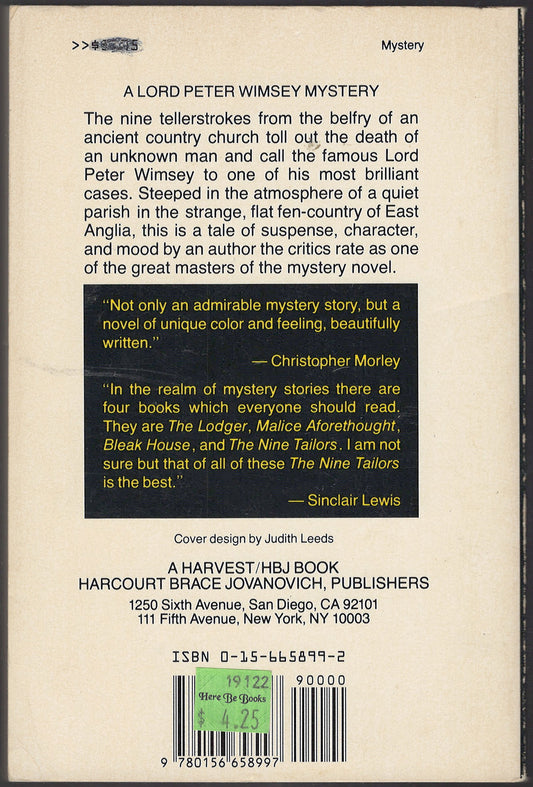 The Nine Tailors by Dorothy Sayers back cover