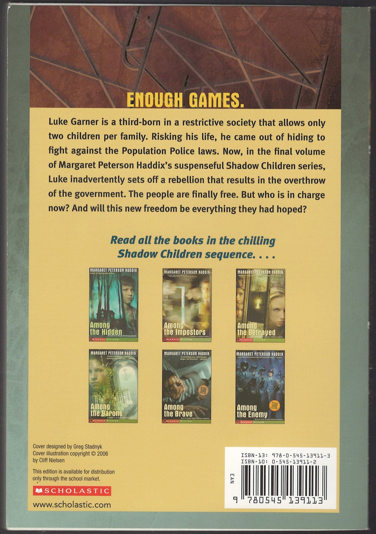 Among the Free by Margaret Peterson Haddix back cover