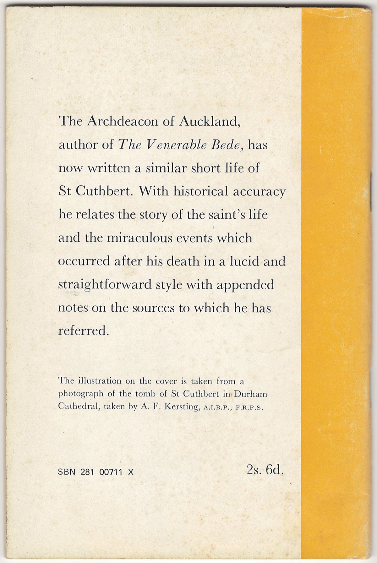 The Life and Death of St. Cuthbert by C. J. Stranks back cover