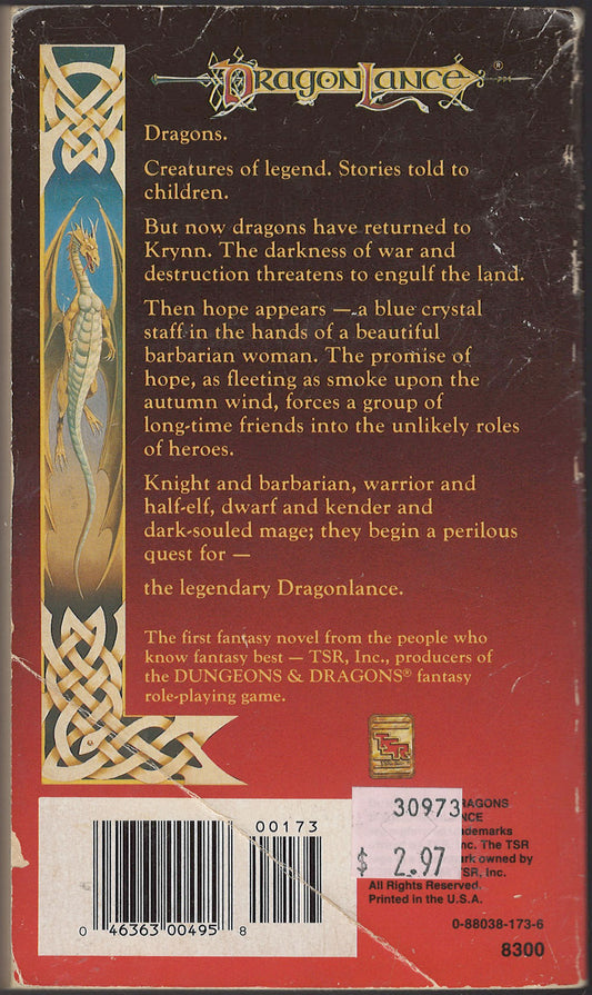 Dragons of Autumn Twilight by Margaret Weis and Tracy Hickman back cover