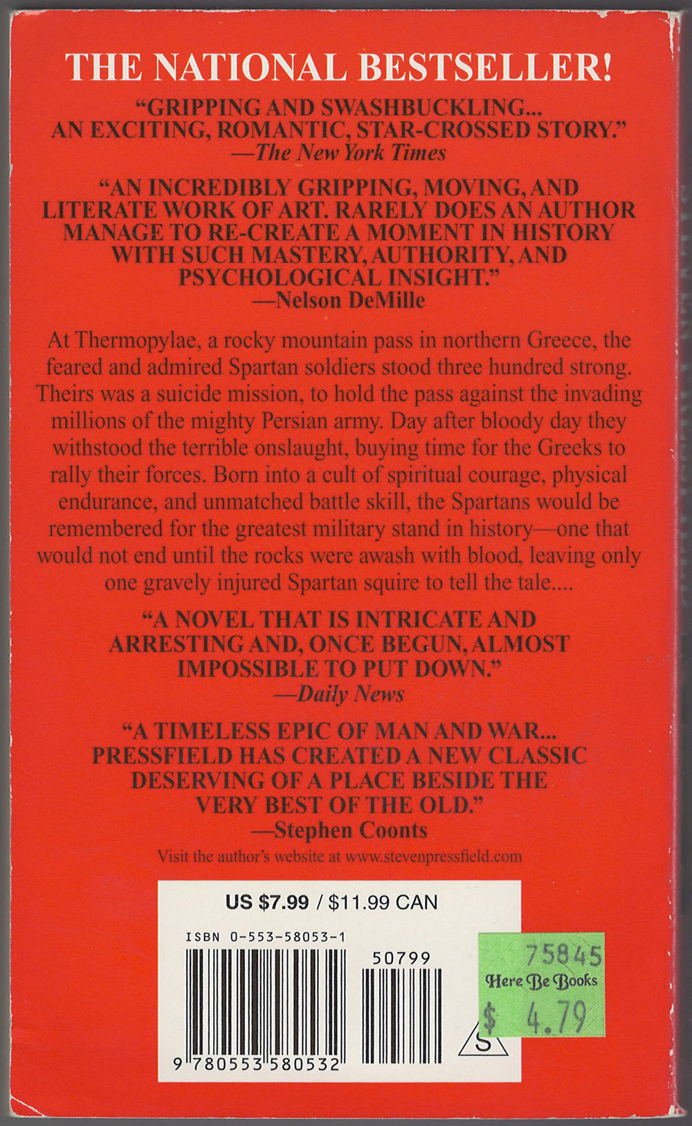 Gates of Fire by Steven Pressfield back cover