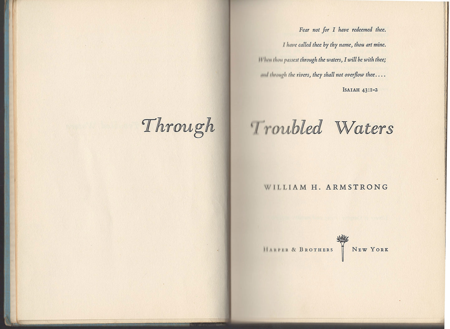 Through Troubled Waters by William Armstrong title page