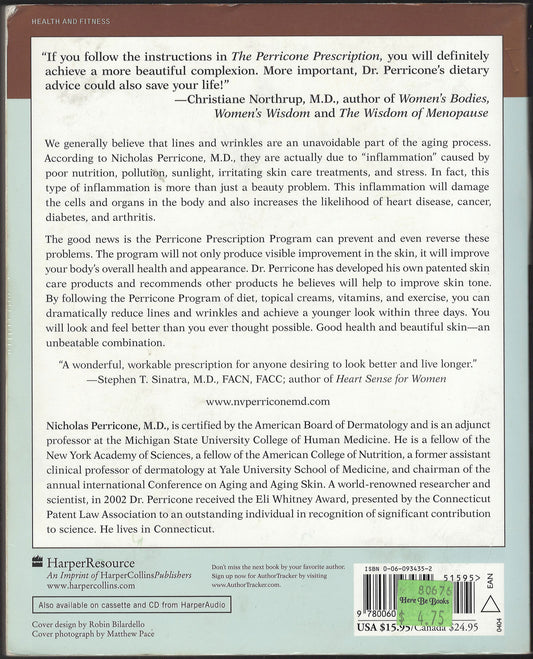 Perricone Prescription A Physician's 28-Day Program for Total Body and Face Rejuvenation back cover