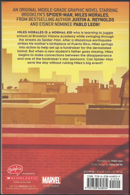 Miles Morales Shock Waves by Justin Reynolds and Pablo Leon back cover
