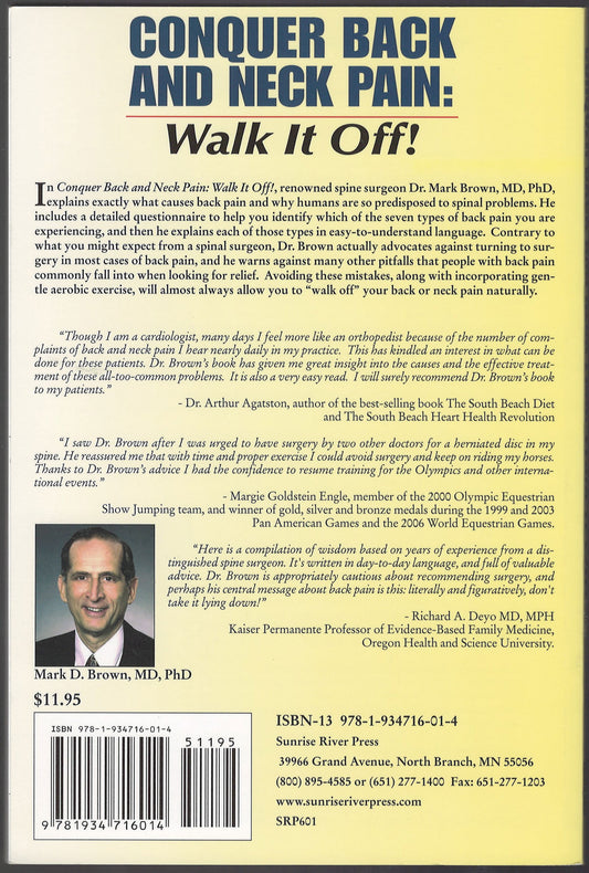 Conquer Back and Neck Pain: Walk It Off! by Mark Brown back cover