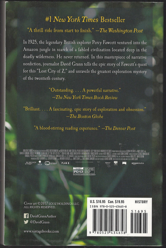 The Lost City of Z by David Grann back cover