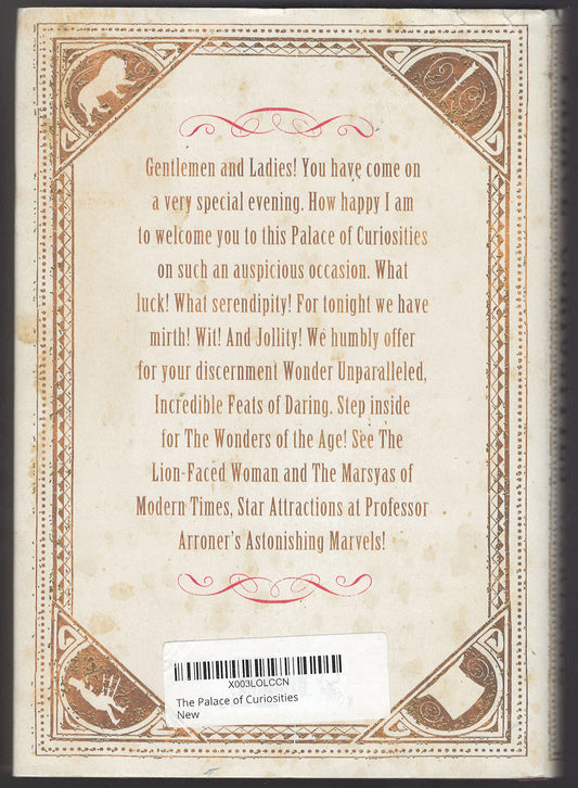 The Palace of Curiosities by Rosie Garland back cover with text.