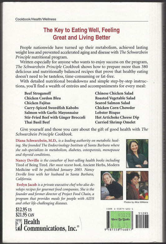 The Schwarzbein Cookbook by Diana Schwarzbein, Nancy Deville, Evelyn Jacob back cover