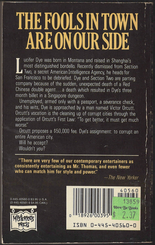 The Fools in Town Are on Our Side by Ross Thomas back cover