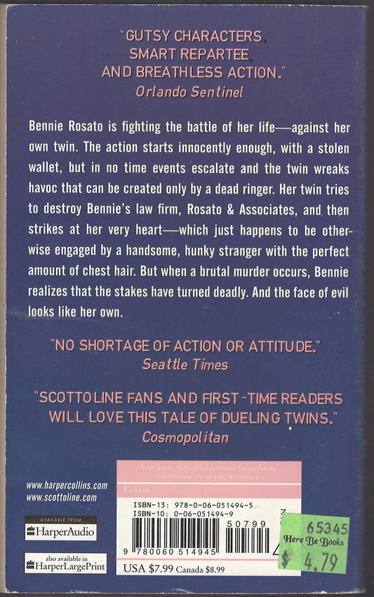 Dead Ringer by Lisa Scottoline back cover