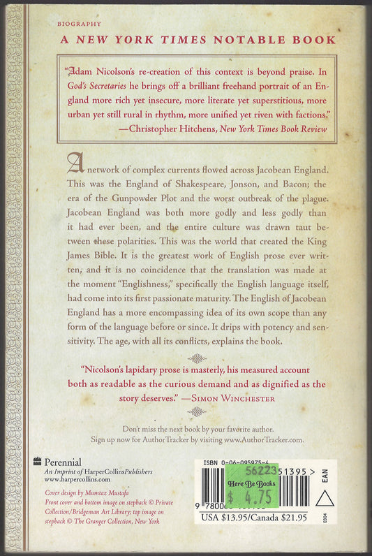 God's Secretaries: The Making of the King James Bible by Adam Nicolson back cover