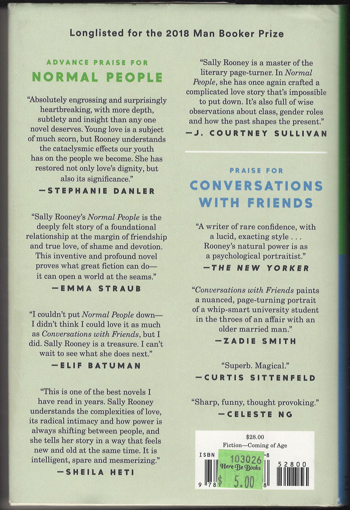 Normal People by Sally Rooney back cover