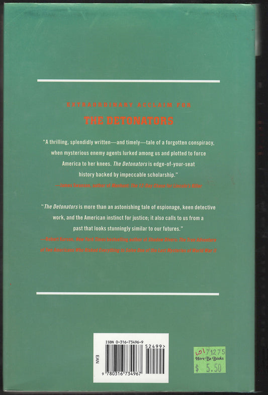 The Detonators: The Secret Plot to Destroy America and an Epic Hunt for Justice by Chad Millman back cover