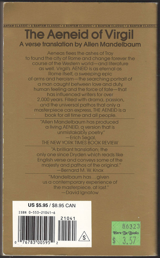 Back cover of The Aeneid of Virgil