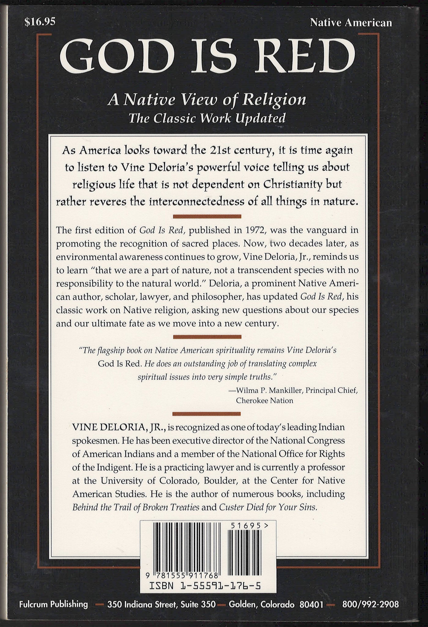 God Is Red by Vine Deloria Jr. back cover