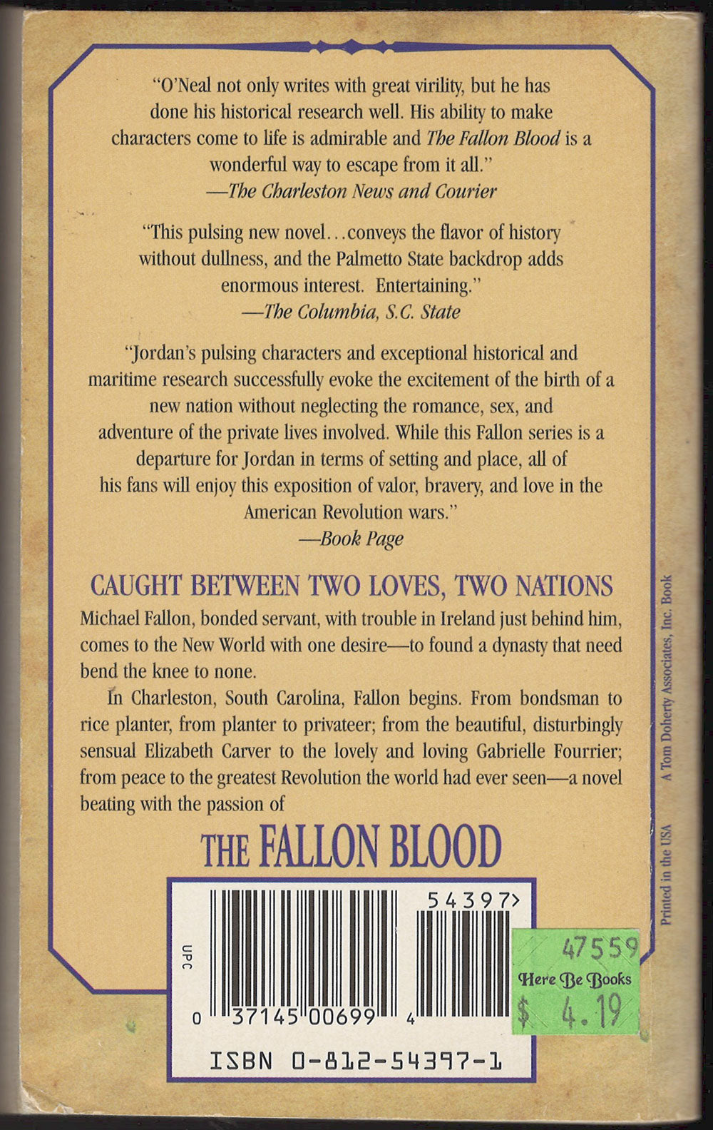 The Fallon Blood by Reagan O'Neal back cover