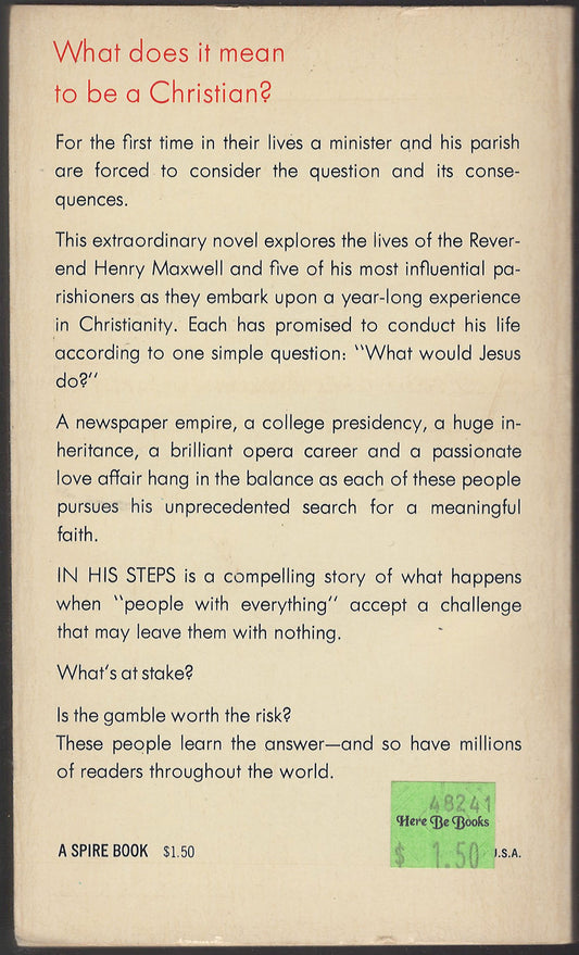 In His Steps by Charles Sheldon back cover