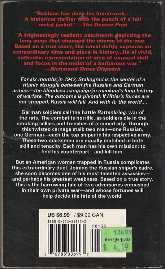 War of the Rats by David Robbins back cover