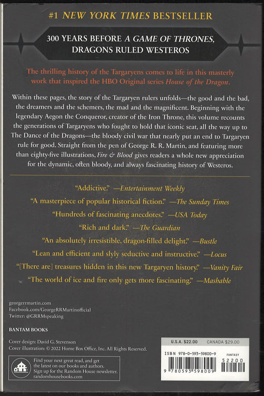 Fire & Blood by George R. R. Martin back cover