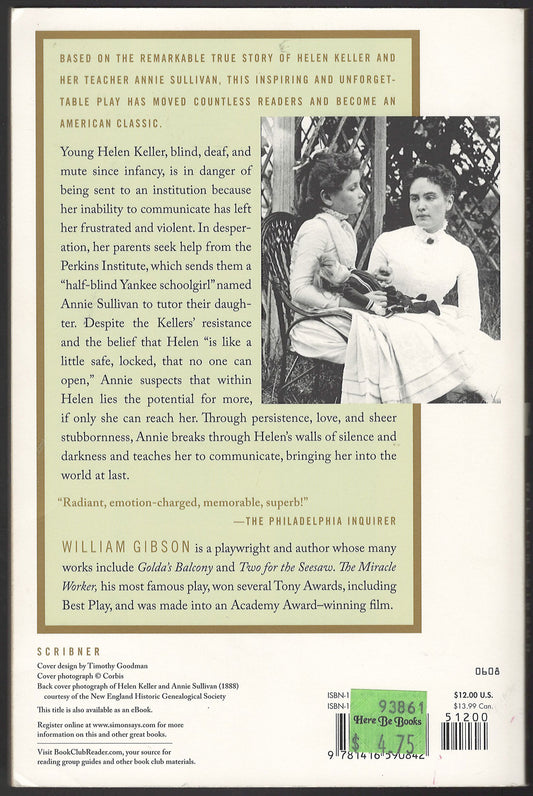 The Miracle Worker by William Gibson back cover