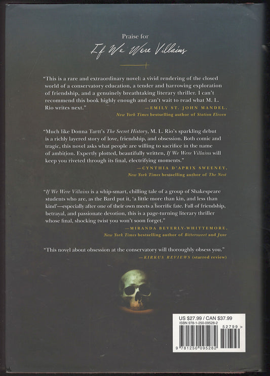 If We Were Villains by M. L. Rio back cover