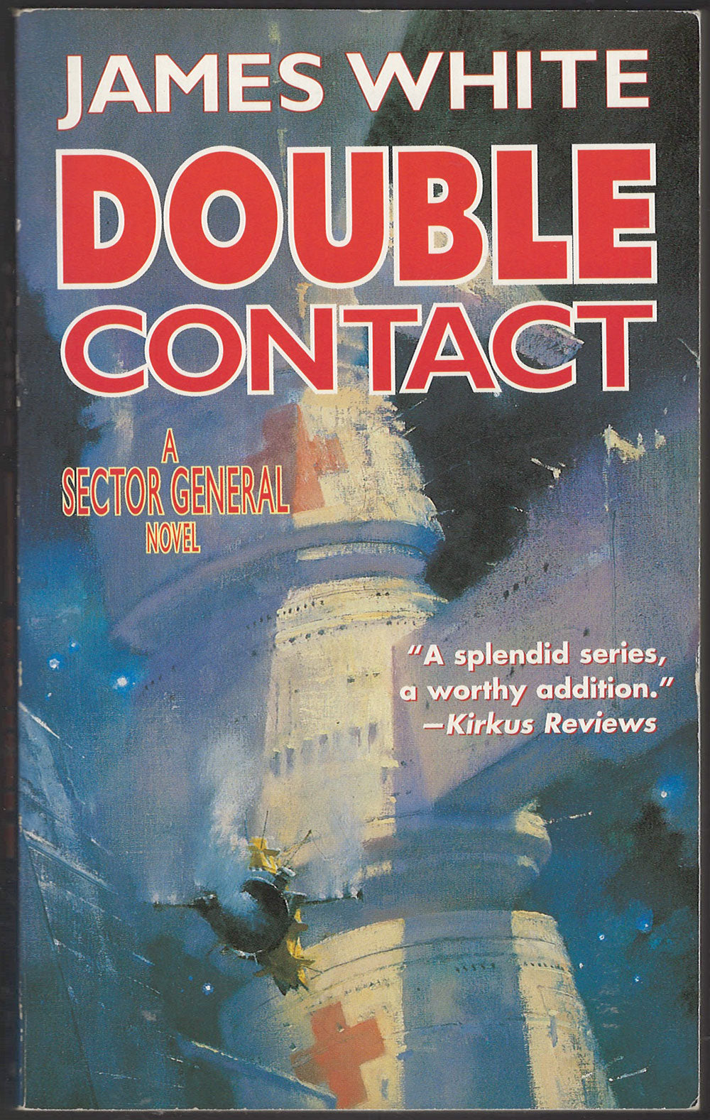 Front cover of Double Contact by James White with a space station illustration.