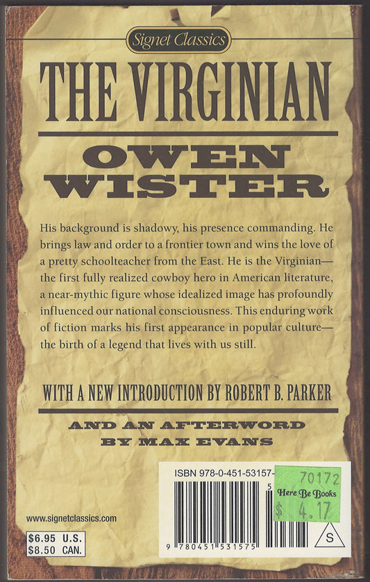 The Virginian by Owen Wister back cover
