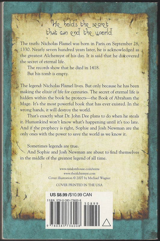 The Alchemyst by Michael Scott back cover