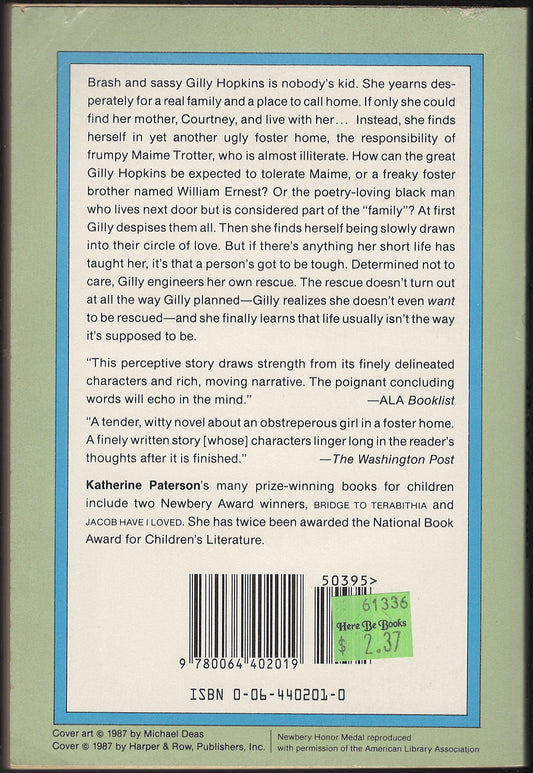 Great Gilly Hopkins by Katherine Paterson back cover