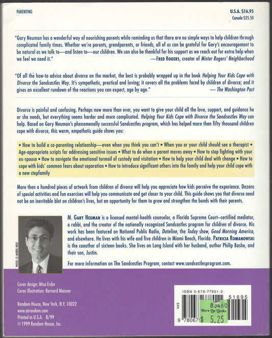 Helping Your Kids Cope with Divorce the Sandcastles Way by Gary Neuman back cover
