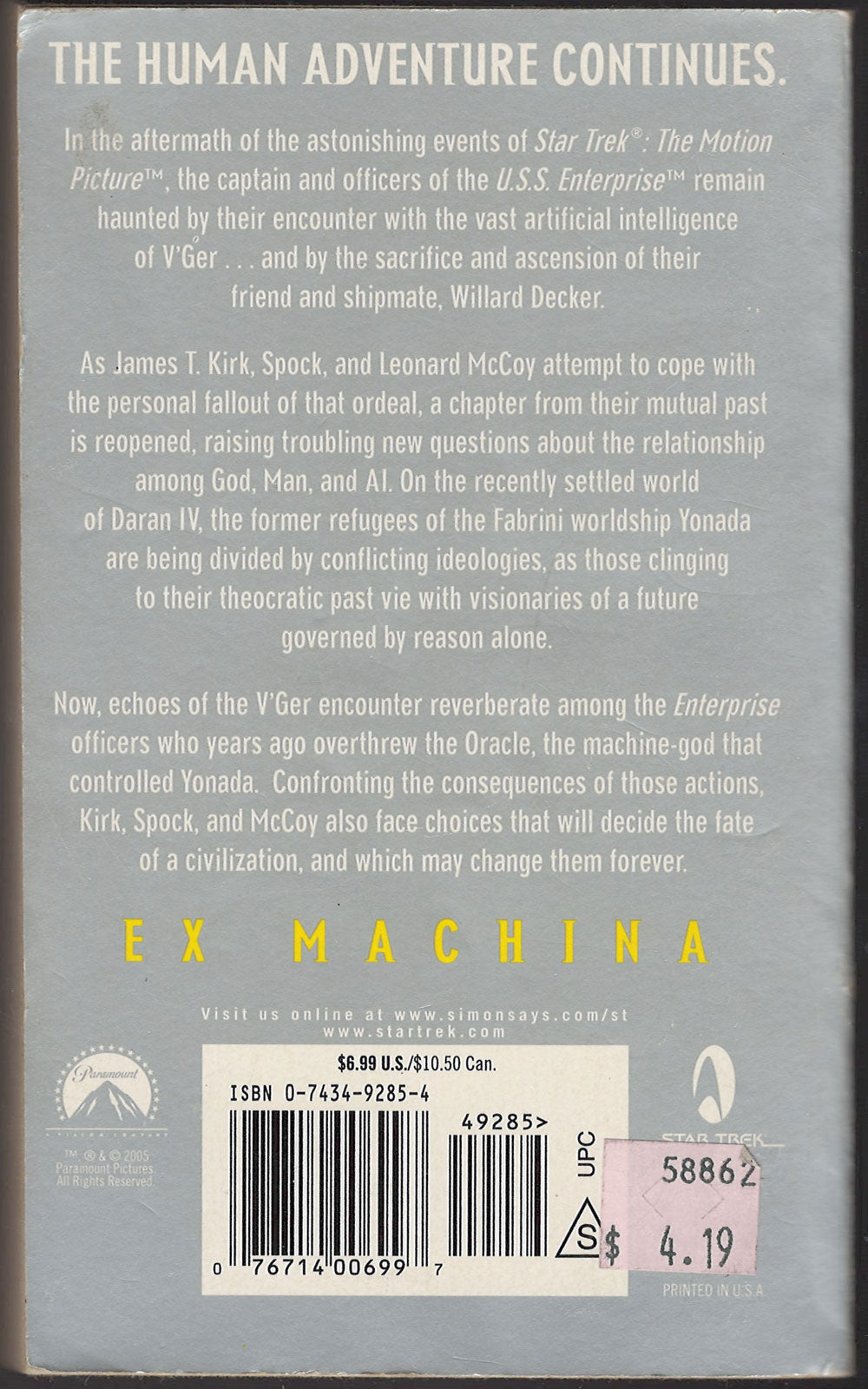 Star Trek: Ex Machina front cover back cover