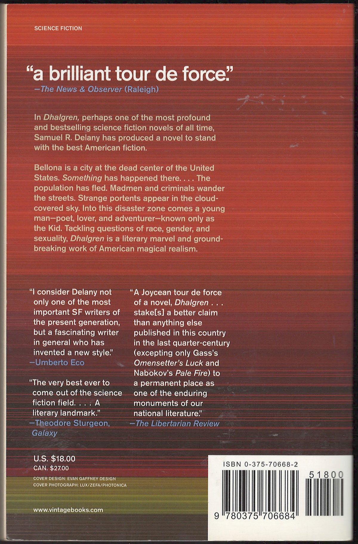 Dhalgren by Samuel Delany back cover