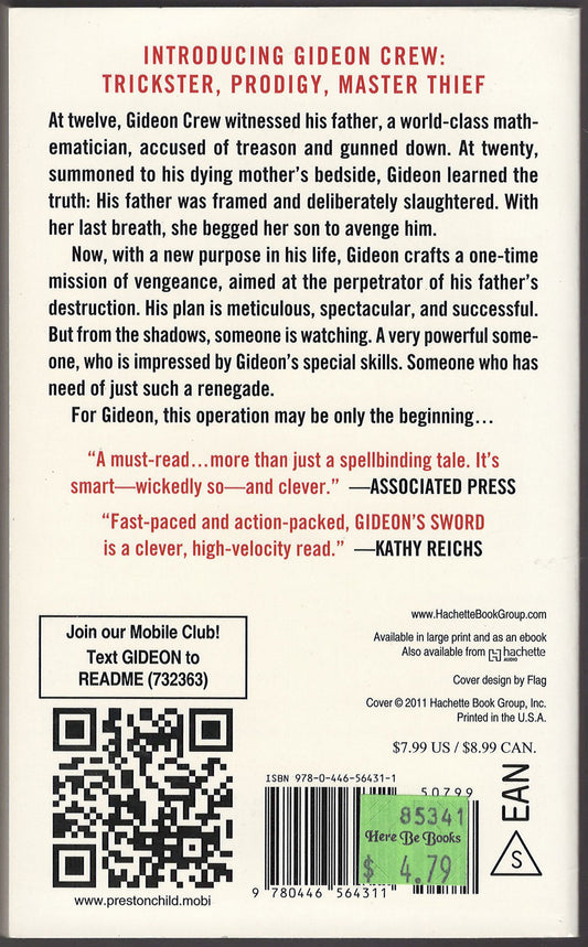 Gideon's Sword by Douglas Preston and Lincoln Child back cover