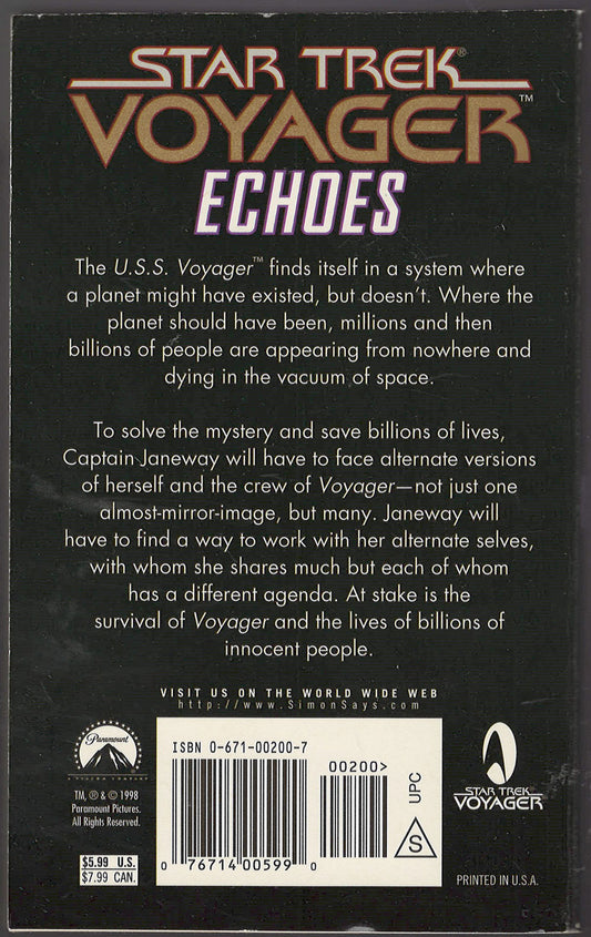 Echoes by Dean Wesley Smith, Kristine Kathryn Rusch, Nina Kiriki Hoffman back cover