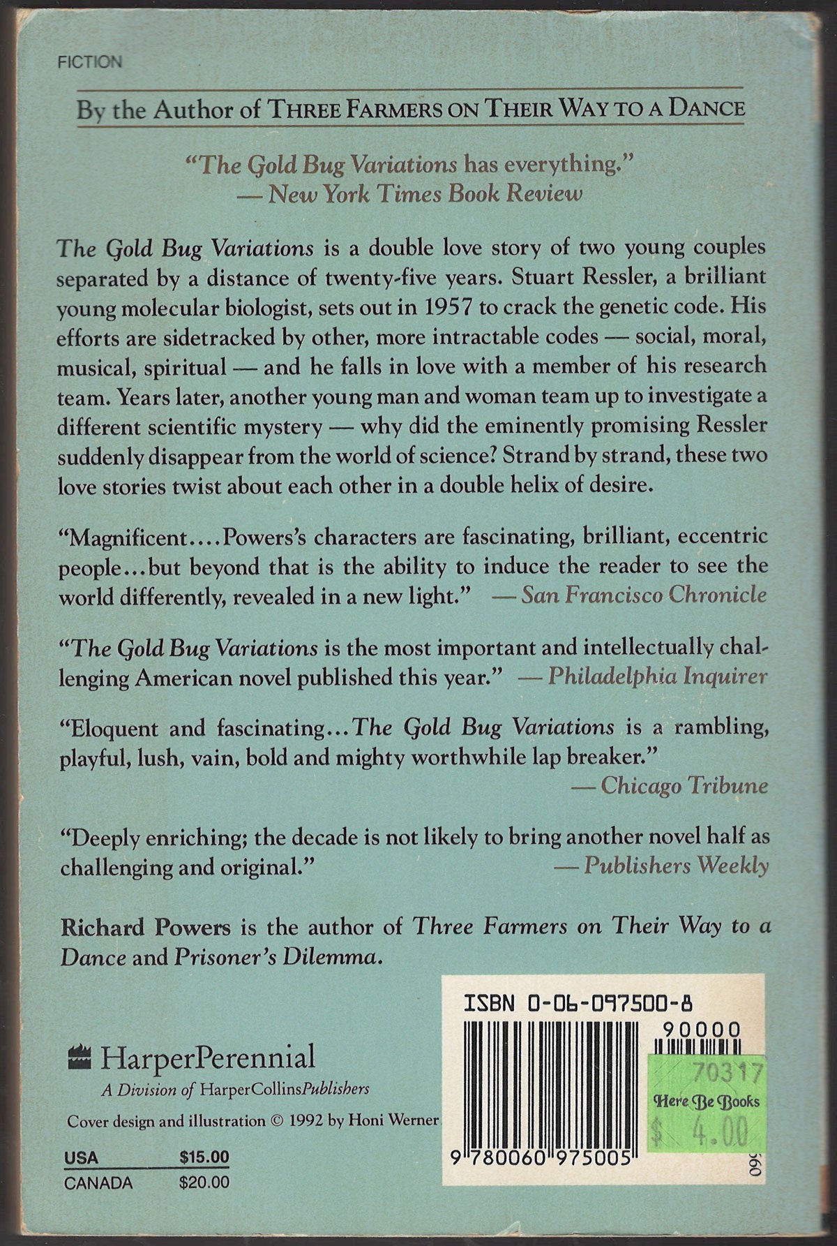 The Gold Bug Variations by Richard Powers back cover